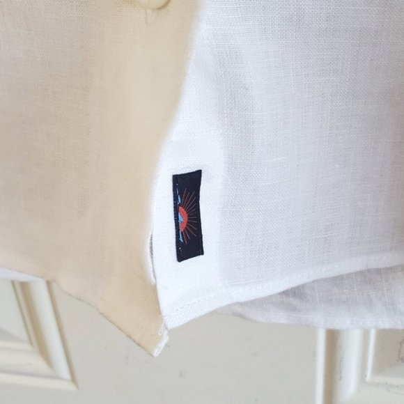 Faherty FLAWED Linen White Long Sleeve Button Up Shirt Dress Coverup Medium - Picture 7 of 14